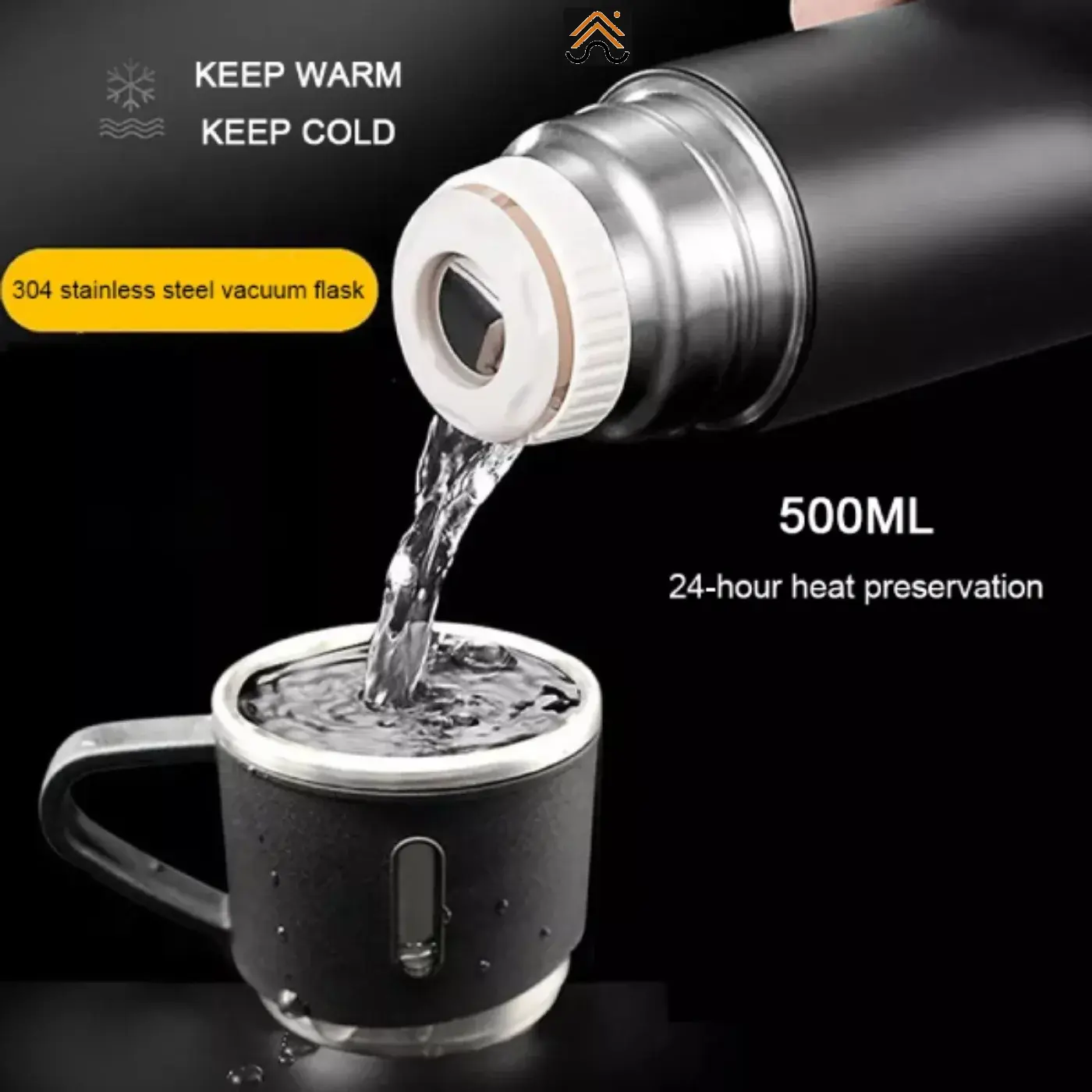Vacuum Flask Set 500ML Double-Layer Stainless Steel 3 Cup