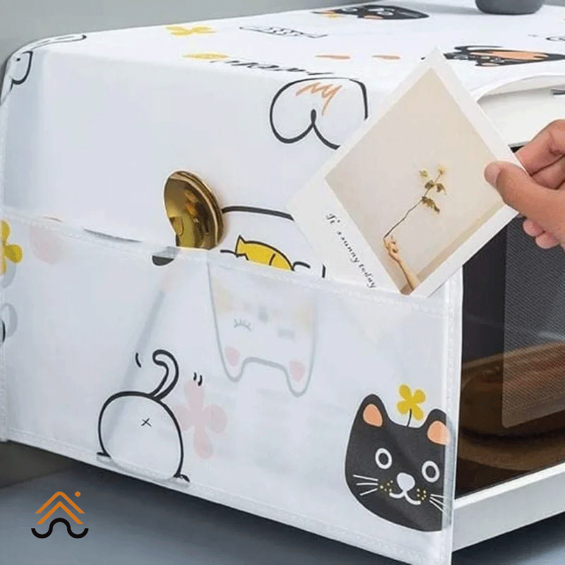 Oven & Microwave Cover Waterproof Oil Dust Protector with Double Side Pockets - Image 3