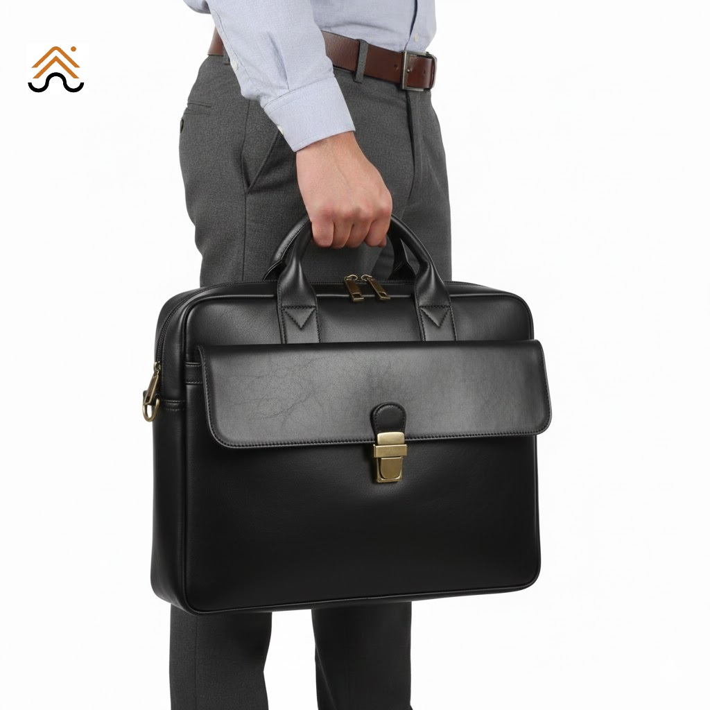 JULKÉ Noir Executive Leather Laptop Briefcase - Image 2
